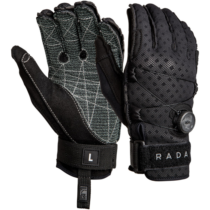 2023 Radar VaporK Boa InsideOut Wakeboarding Gloves R23GLVAK Black / Shadow Wetsuit Outlet